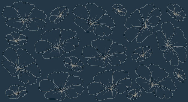 Flowers Background with golden outline