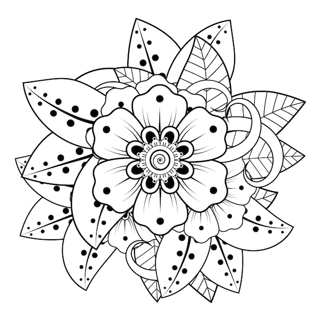 Flowers in black and white Doodle art for coloring book