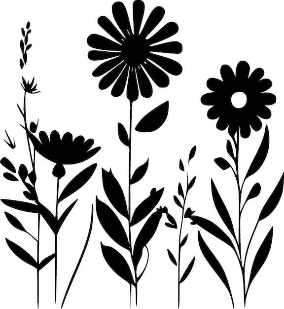 Vector flowers black and white isolated icon vector illustration