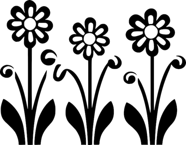 Vector flowers black and white isolated icon vector illustration