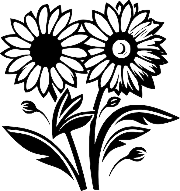 Vettore flowers black and white vector illustration