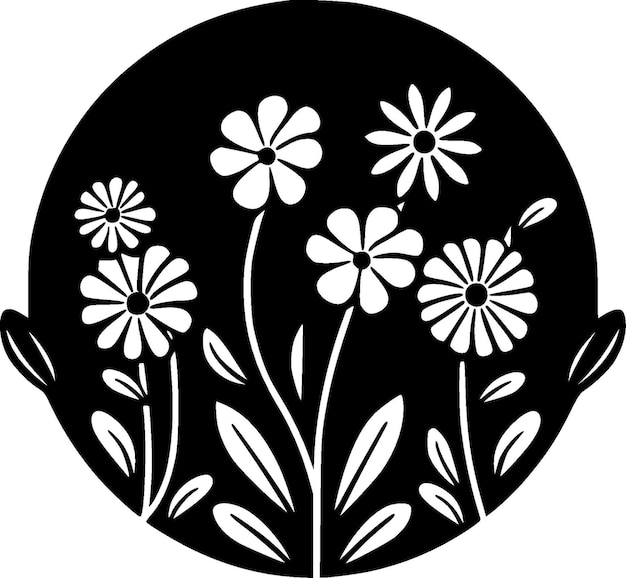 Flowers Black and White Vector illustration