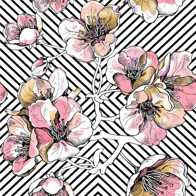 Vector flowers botanical pattern seamless pattern