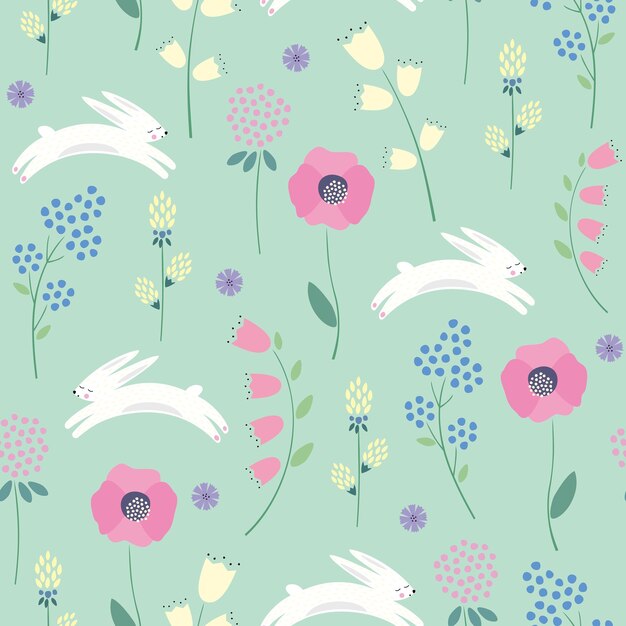 Vector flowers botanical pattern seamless pattern