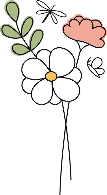 Vector flowers bouquet outline