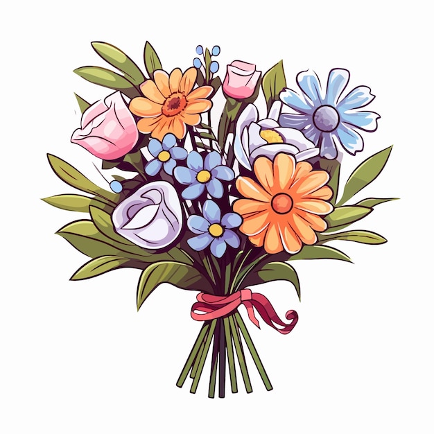 Vettore fiori bouquet illustrazione vettoriale piatta fiori bouquets disegno a mano illustrazione vettoriale isolata