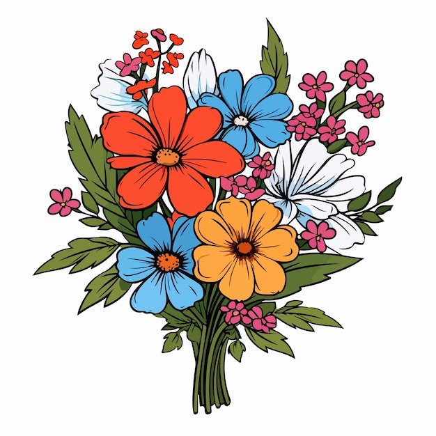 Vector flowers bouquets flat vector illustration flowers bouquets hand drawing isolated vector illustration