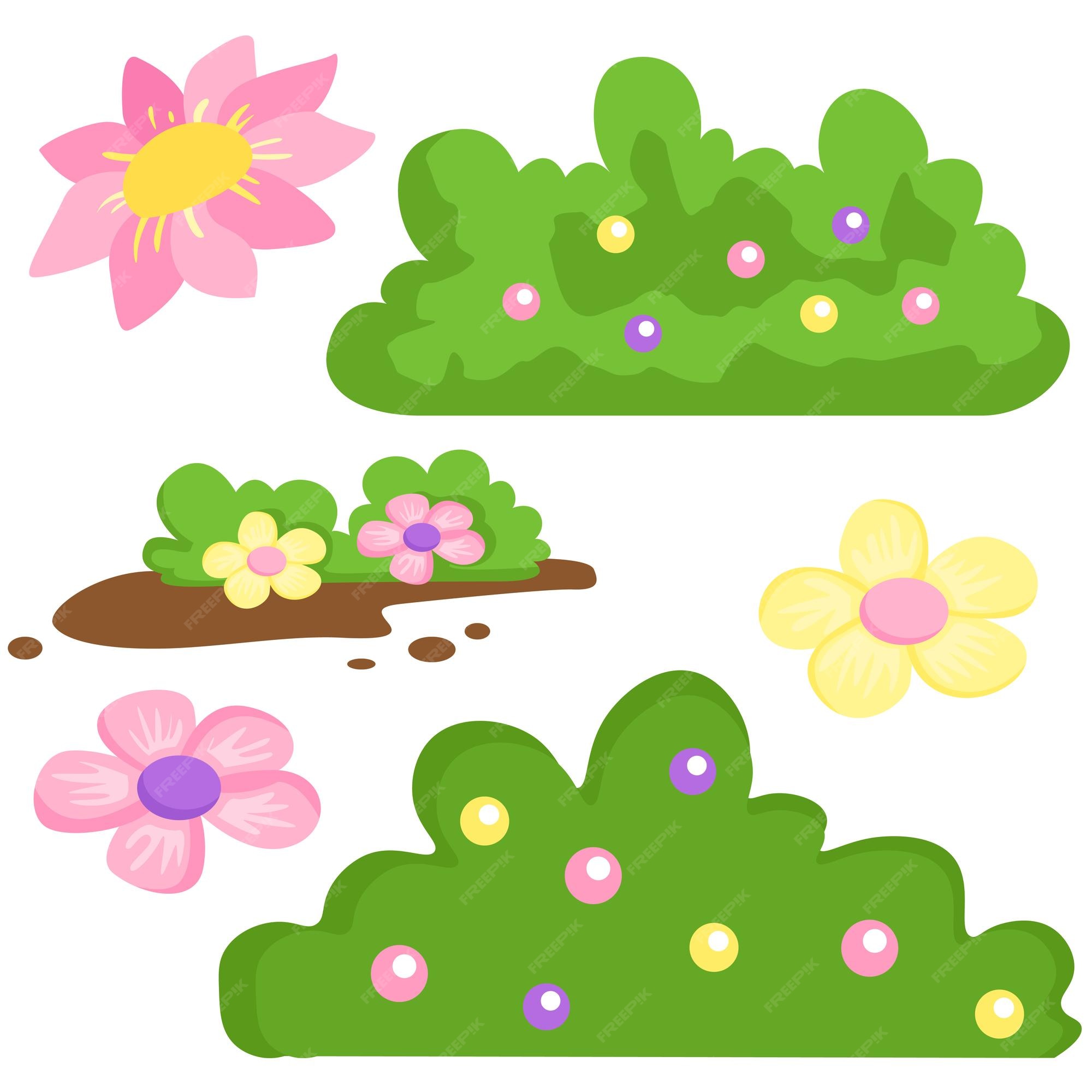 Premium Vector | Flowers in bushes vector clipart