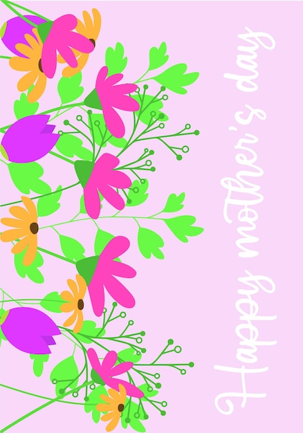 Flowers card for Mother's Day. Vector illustraiton