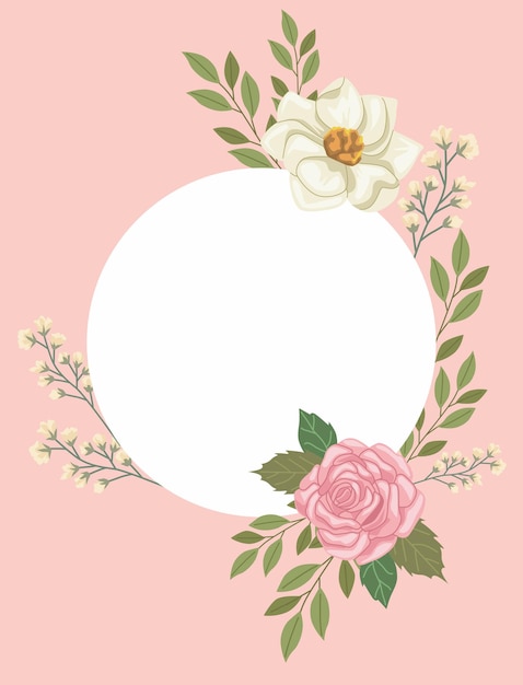 Flowers in circular frame