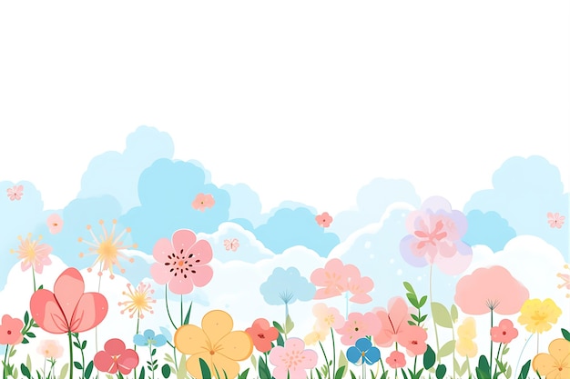 Vector flowers clouds background style