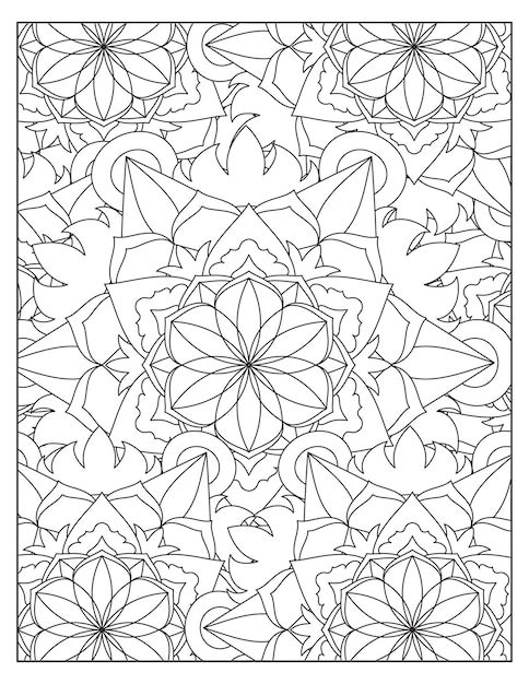 Flowers coloring page mandala pattern