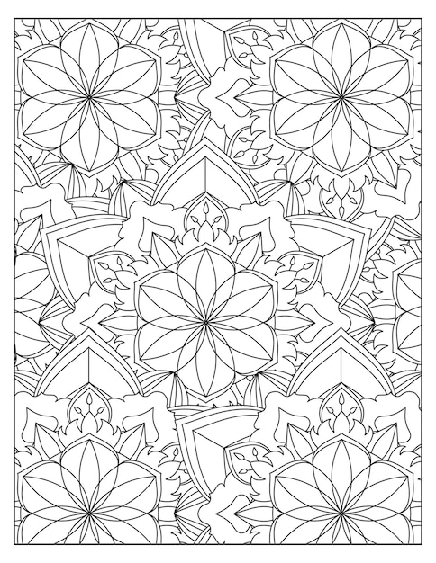 Flowers coloring page mandala pattern