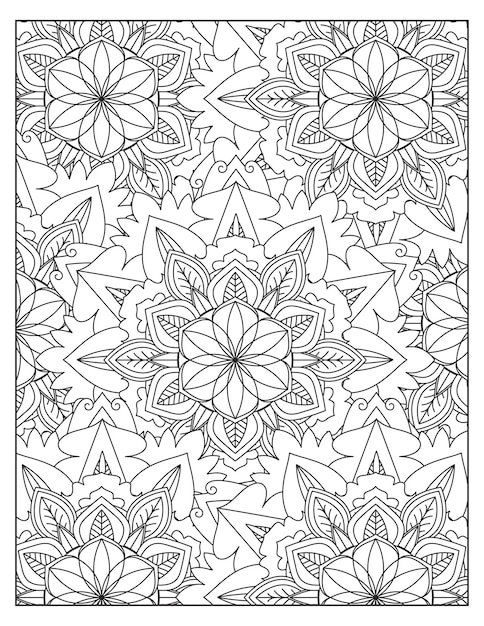 Flowers coloring page mandala pattern