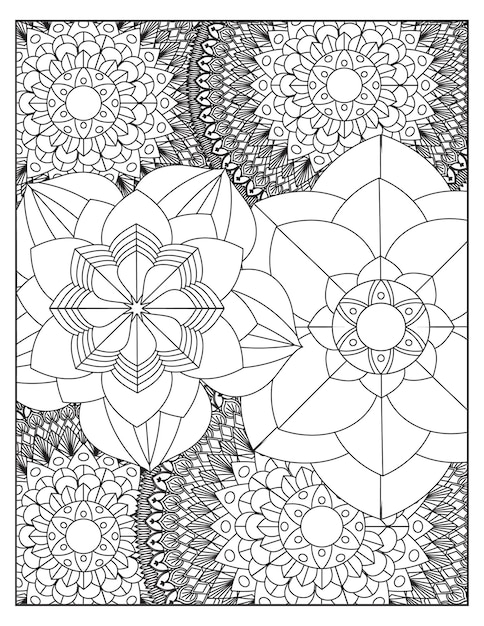 Flowers coloring pattern page KDP interiors