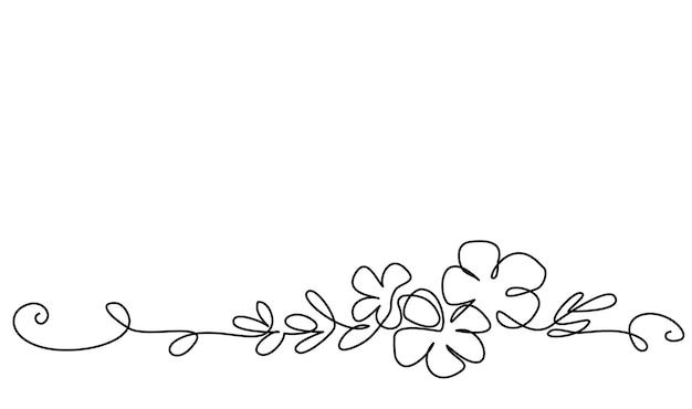 Flowers decoration row border continuous one line drawing minimalist contour artwork vector