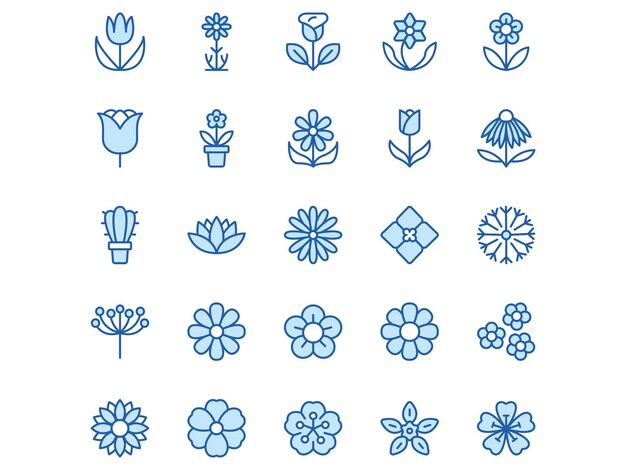 Vector flowers duotone icons