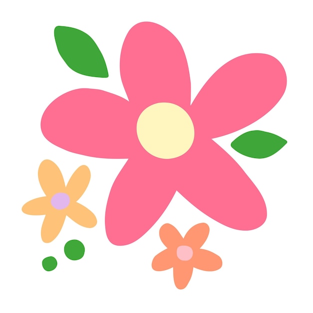 花朵在平坦的式矢量插圖孤立在白色背景裝飾祝賀卡