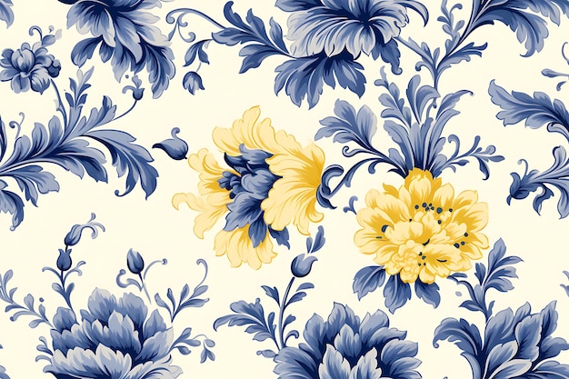 Flowers floral shabby chic symmetrical pattern