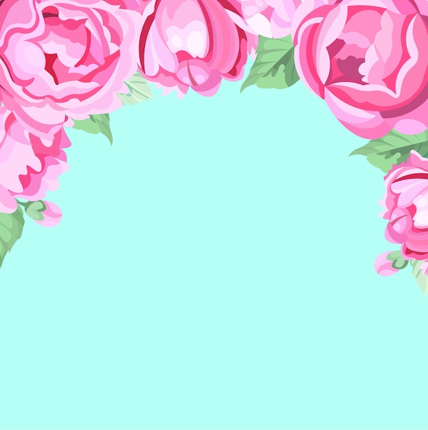 flowers frame with peonies