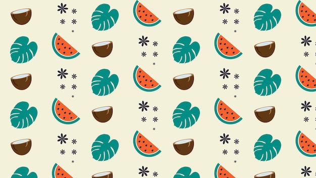 Flowers and fruits pattern. Summer content.