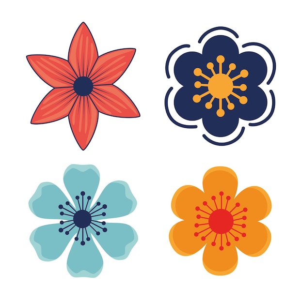 Flowers garden plants decoration icons