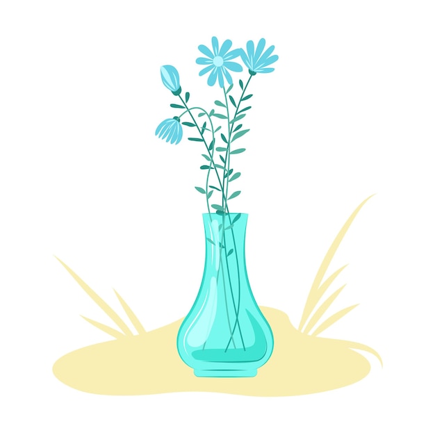 ガラスの花瓶の花。