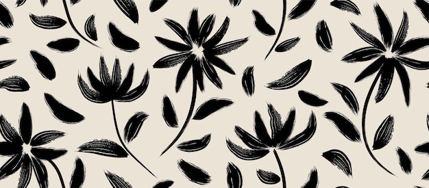 flowers hand drawn seamless pattern.