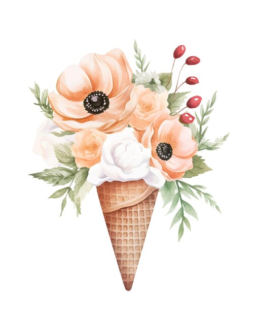 flowers in icecream cone