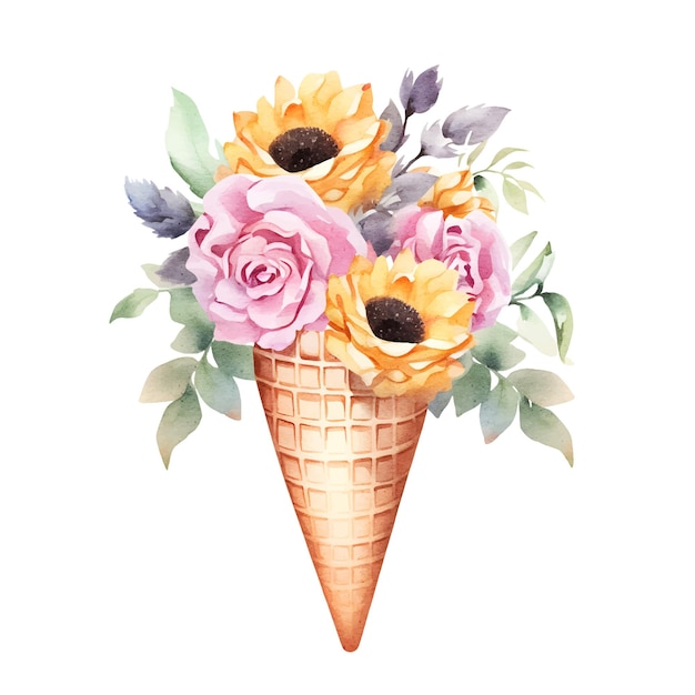 flowers in icecream cone