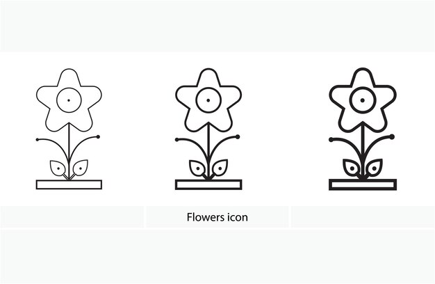 Vettore icona di fiori stile leggero regolare e audace isolato su sfondo bianco