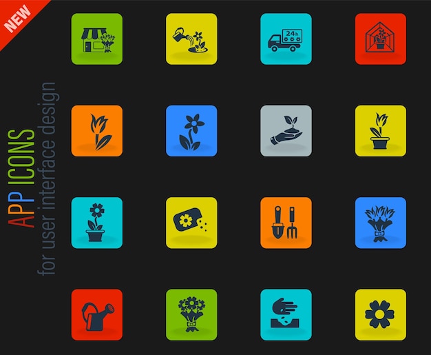 Flowers icon set