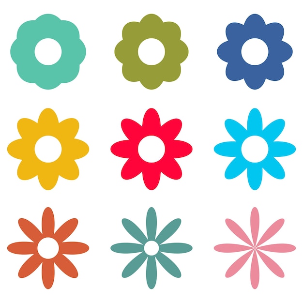 Flowers icons set isolated on white background