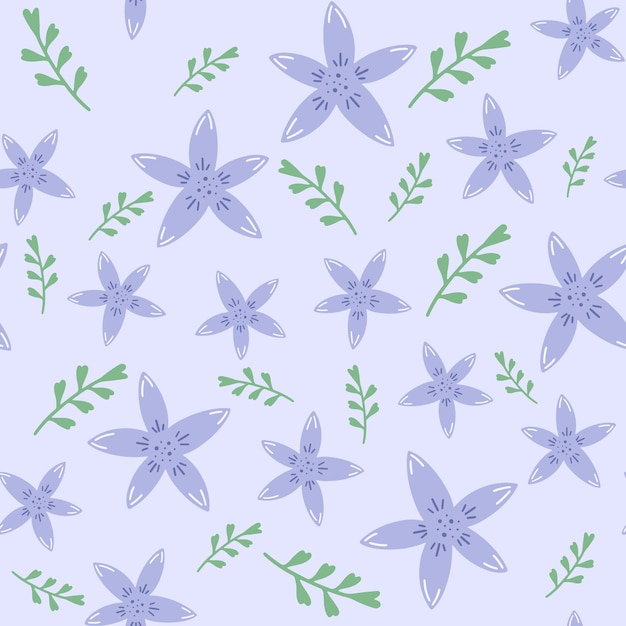 Flowers and leaf seamless pattern