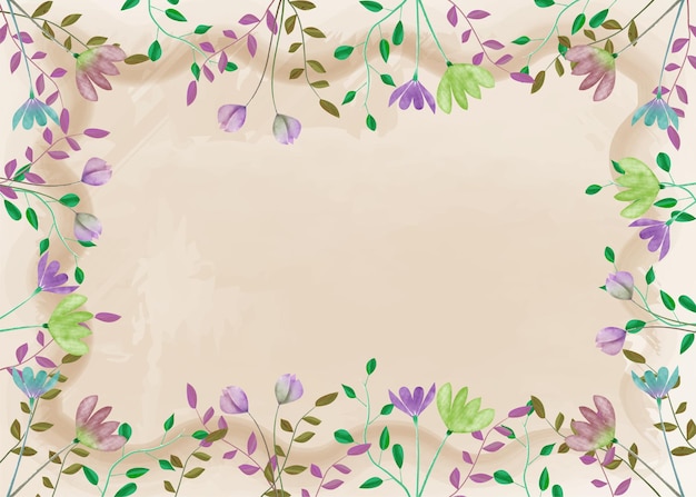 Flowers and leafs background with watercolor