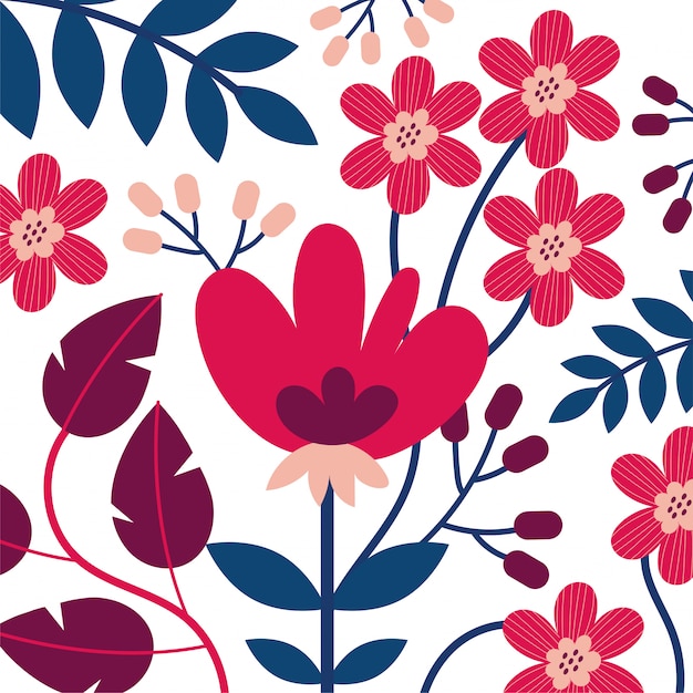 Flowers and leafs garden illustration