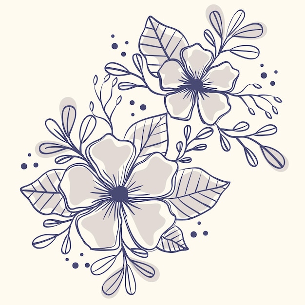 Vector flowers and leafs sketch decoration