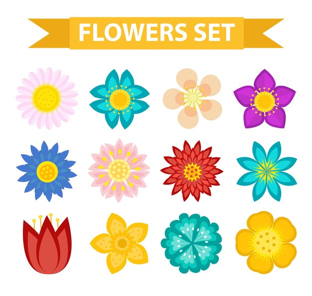 Free Vector | Colorful spring flower set