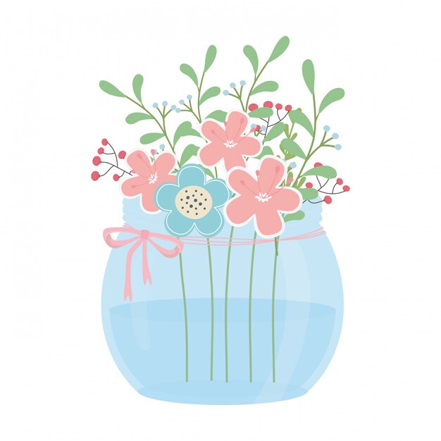 flowers and leaves inside pot