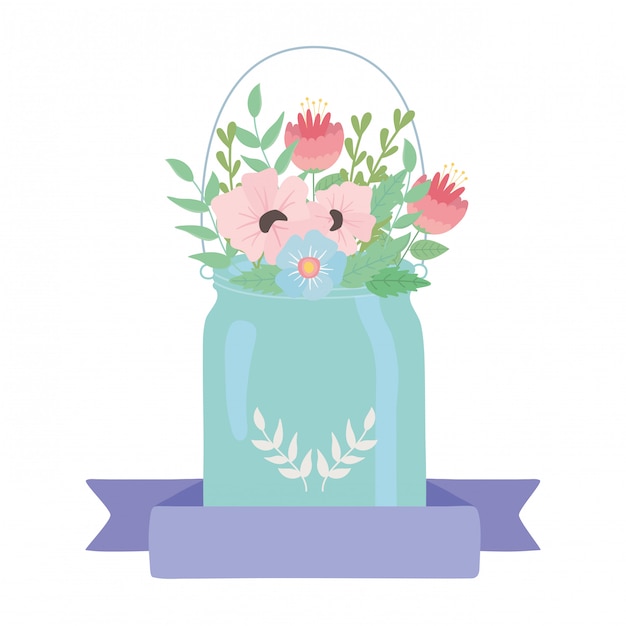 flowers and leaves inside pot