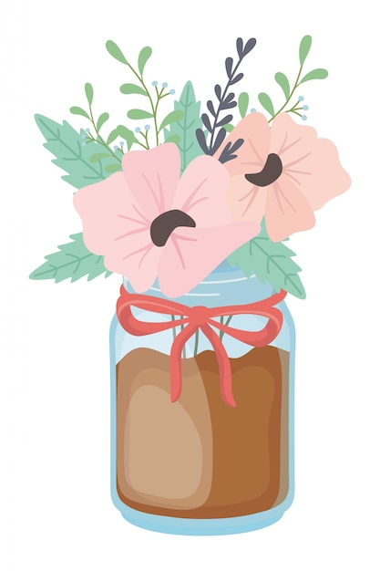 Цветы и листья внутри вазы