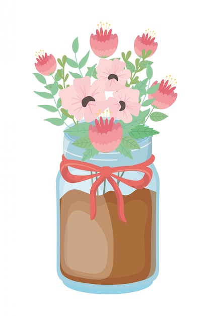 Flowers and leaves inside vase