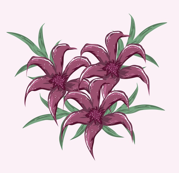 花と葉の自然の花束イラスト絵画