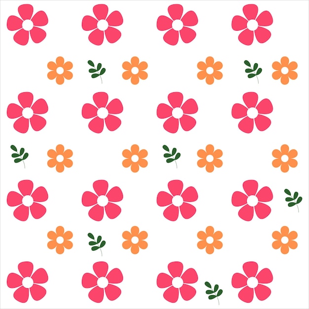 Vector flowers and leaves pattern