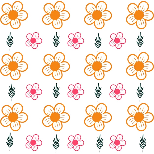 Vector flowers and leaves pattern