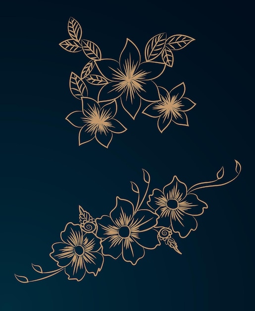 Flowers and leaves set floral design elements