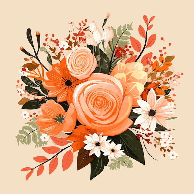 Vector flowers and leaves for wedding