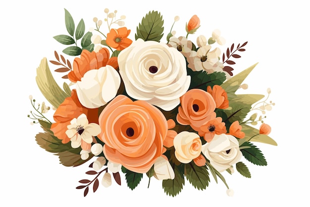 Vector flowers and leaves for wedding