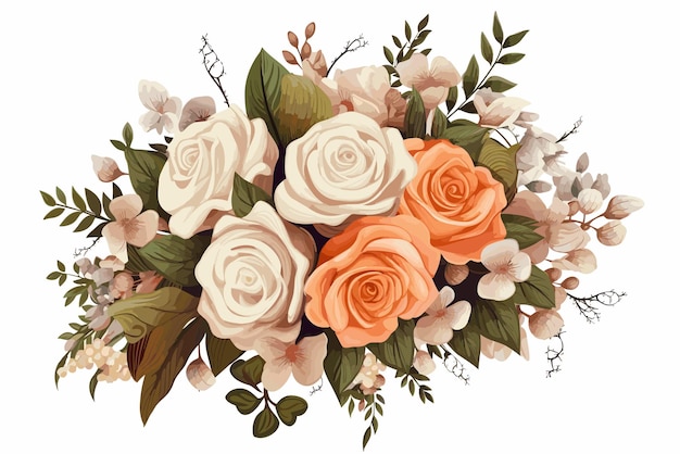 Vector flowers and leaves for wedding