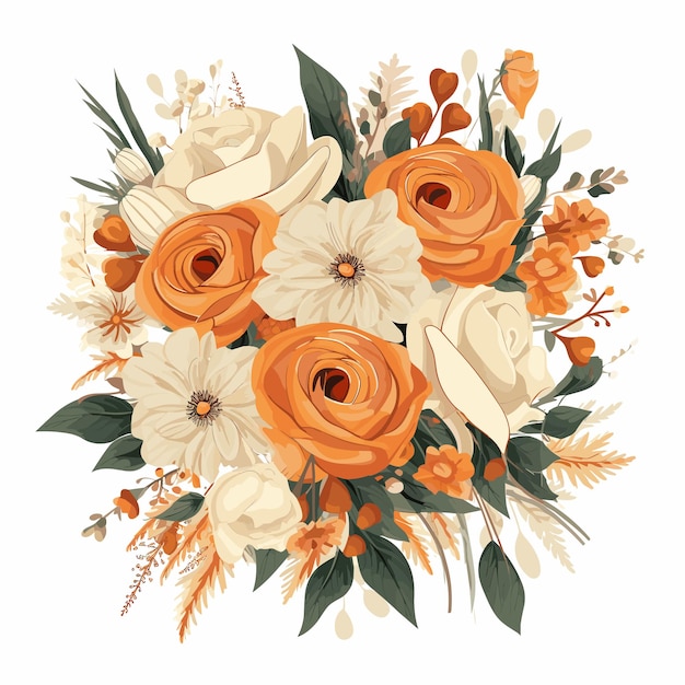 Vector flowers and leaves for wedding